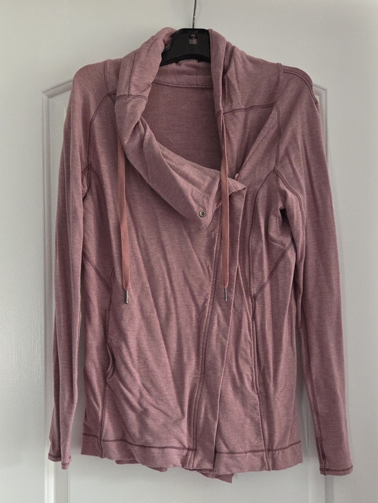 lululemon athletica Jackets & Blazers - Lululemon Still Jacket Asymmetrical Wrap Drawstring Funnel Neck Pink Size 6